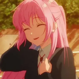 🐻 Anime, pinke Haare, weiblich, lächelnd, süß, Mädchen telegram sticker