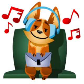 🎵 perro, auriculares, música, dibujos animados, escuchando, correo, sobre telegram sticker