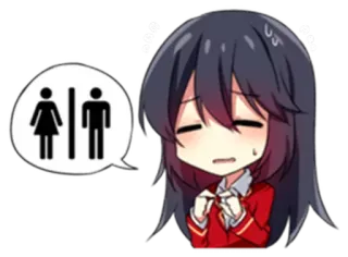 😑 Anime, Femme, Homme, Toilettes, Confus, Bonhomme allumette telegram sticker