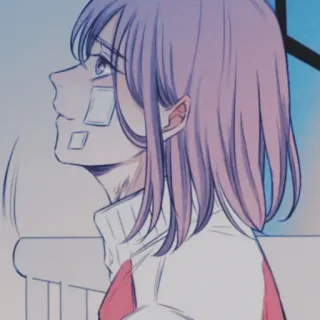 🏳️‍⚧️ ragazza anime, triste, capelli viola, ferito/a, adesivo telegram sticker