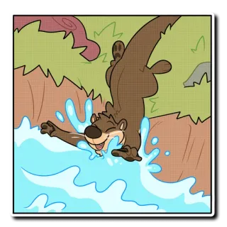 💧 otter, water, cartoon, animal, swimming, river telegram sticker