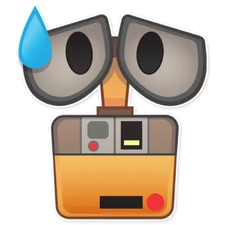 😥 Wall-E robot, cartoon, sweat drop, expression telegram sticker