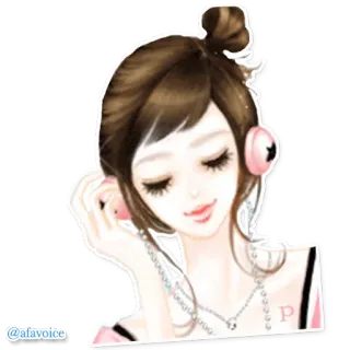 🎼 @afavoice dziewczyna, słuchawki, anime, słodkie, muzyka, portret telegram sticker