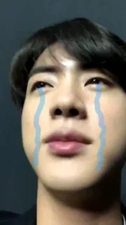 ❣️ Jin kpop, idol, cry, tears, sad, emotional, man, celebrity, singer telegram sticker