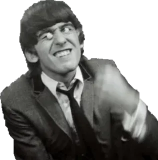😲 George Harrison musician, the beatles, singer, portrait, vintage telegram sticker