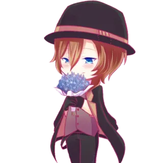 💐 Chuuya Nakahara Bungou Stray Dogs Anime, Chibi, Fanart, Charakter, Manga telegram sticker