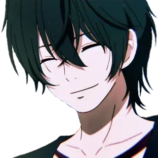 😄 Anime, lächelnd, männlich, dunkle Haare, Charakter whatsapp sticker