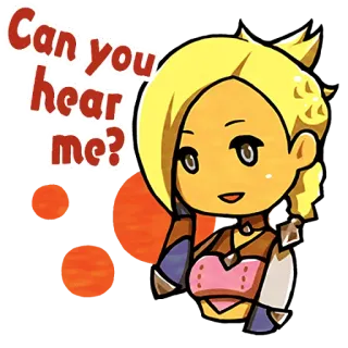 👂 Can you hear me? ステッカー, ちび, 金髪, 質問, かわいい telegram sticker