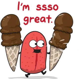 😈 glace, dessert, dessin animé, nourriture, friandise, cornet whatsapp sticker