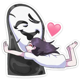 🤗 desenho animado, fantasma, abraço, fofo, coração, amor, amizade telegram sticker