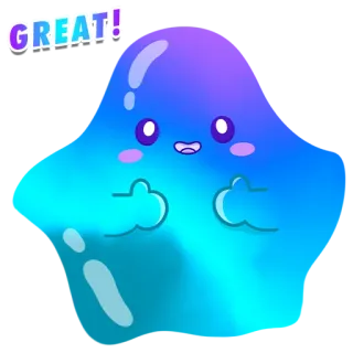 😄 GREAT! Blob, Niedlich, Cartoon, Farbverlauf, Sticker, Stinkefinger, Geste telegram sticker