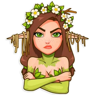 😒 donna, natura, fiore, foglie, verde, arrabbiata telegram sticker