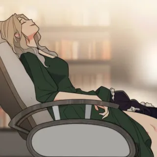 🖤 mulher, relaxante, cadeira, anime, ilustração whatsapp sticker