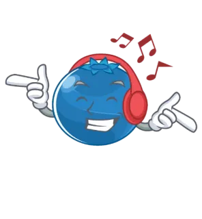 🙇‍♀ myrtille, musique, écouteurs, dessin animé, danse whatsapp sticker
