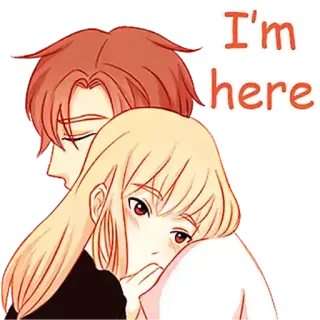 ❤️ I'm here Anime, Pareja, Abrazo, Amor, Romántico telegram sticker