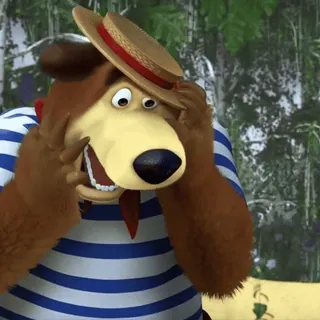 🧸 Bear Masha and the Bear cartoon, bear, hat, funny, cute telegram sticker