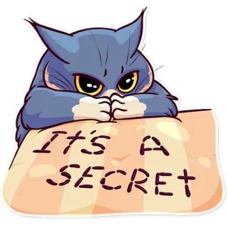 🤐 It's A SECRET cat, secret, plotting, cartoon, animal, sticker telegram sticker