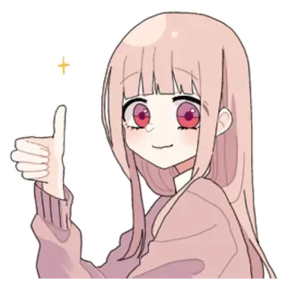 🤔 Anime, Dziewczyna, Kciuk w górę, Kawaii, Słodki telegram sticker