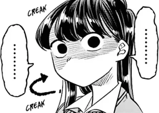 😨 Komi Komi Can't Communicate creak Komi não consegue se comunicar, Anime, Mangá, Chocado, Assustado, Reação whatsapp sticker