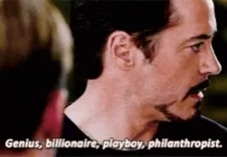 🙃 Tony Stark Genius, billionaire, playboy, philanthropist. homem de ferro, gênio, bilionário, playboy, filantropo whatsapp sticker