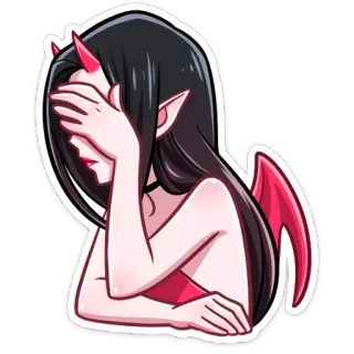 🤦‍♀️ демон, девушка, рога, крылья, аниме telegram sticker