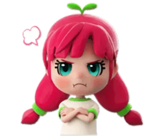 😤 Dessin animé, En colère, Fâché, Mignon, Fille, Personnage whatsapp sticker