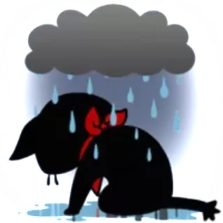 😔 triste, chorando, chuva, nuvem, lágrimas, emocional telegram sticker