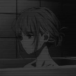 🖤 fille anime, bain, triste, niveaux de gris, esthétique, manga telegram sticker