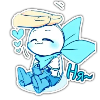 😋 Ha~ mignon, dessin animé, bleu, joyeux, amical telegram sticker