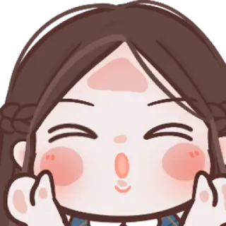 🧸 mignon, dessin animé, fille, rougir, joyeux, kawaii, signe amour telegram sticker