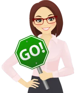 🤓 GO! los, frau, erfolg, positiv, cartoon, aufkleber whatsapp sticker