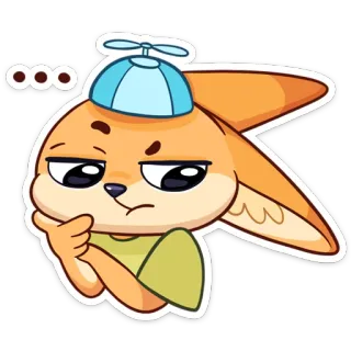 🤔 животное, лиса, думает, мультфильм, милый telegram sticker