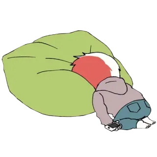 🍑 rubah, ekor, beanbag, santai, malas, kartun whatsapp sticker