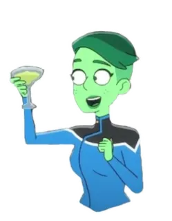 🥂 Tendi Star Trek: Lower Decks star trek, tendi, lower decks, desenho animado, alienígena, ficção científica, celebração telegram sticker