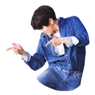 🕺 hombre, K-Pop, cantante, denim, señalando, asiático, coreano whatsapp sticker