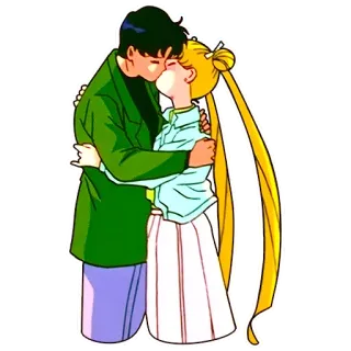 😘 Usagi Tsukino Sailor Moon Anime, Bacio, Romance, Coppia, Cartoni animati whatsapp sticker