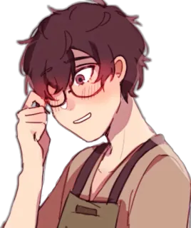 😳 Anime, Dibujos animados, Gafas, Sonrojado, Personaje, Retrato telegram sticker