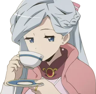 ☕️ Anime, Gadis, Teh, Minum, Imut, Kawaii, Kartun telegram sticker