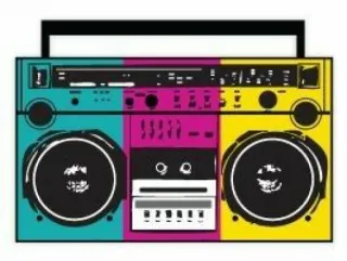 🎵 Boombox, Rétro, Musique, Années 80, Audio, Radio telegram sticker
