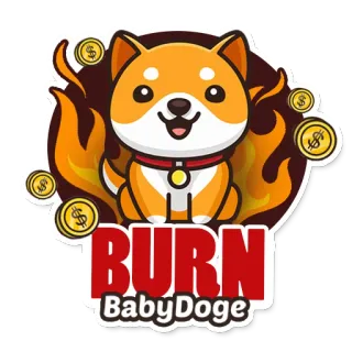 🔥 BURN BabyDoge dog, cryptocurrency, meme coin, BabyDoge, burning, fire, dollar telegram sticker