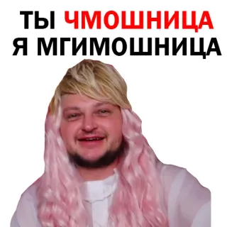🤪 ТЫ ЧМОШНИЦА
Я МГИМОШНИЦА offensive, slur, wig, person, woman telegram sticker