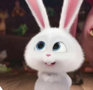 🐰 Snowball The Secret Life of Pets conejo, lindo, blanco, dibujos animados, animal, mascota whatsapp sticker