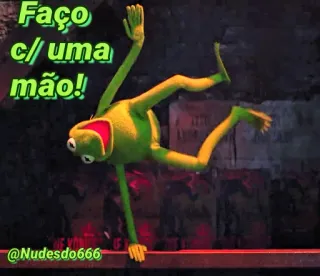 😀 Kermit Faço c// uma mão!!
@Nudesdo666 Kermit the Frog, Muppets, green, puppet, text, humor telegram sticker