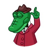 ☝️ animal, alligator, cartoon, detective, hat, suit telegram sticker