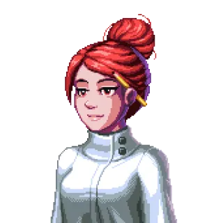 👩‍🔬 pixel art, woman, red hair, portrait telegram sticker