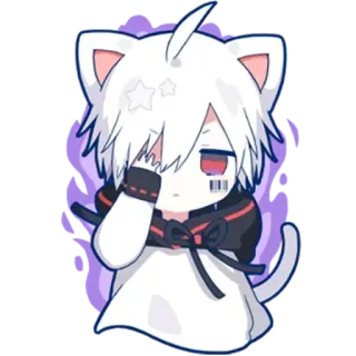😡 anime, cat, kawaii, cute, chibi, manga, white hair whatsapp sticker