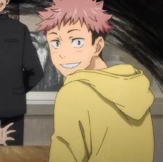 ☁️ Yuji Itadori Jujutsu Kaisen Anime, Jujutsu Kaisen, Yuji Itadori, Personaje, Sudadera amarilla telegram sticker