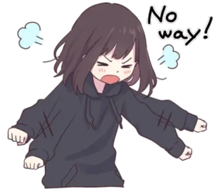 😡 No way! Anime, Nie, Zły/a, Wściekły/a, Dziewczyna, Bluza z kapturem telegram sticker