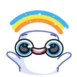 🙌 Cartoon, Regenboog, Schattig, Ogen, Wit, Blauw, Bril, Sterren telegram sticker