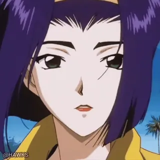 😶🌫️ Faye Valentine Cowboy Bebop anime, purple hair, cowboy bebop, faye valentine, space telegram sticker